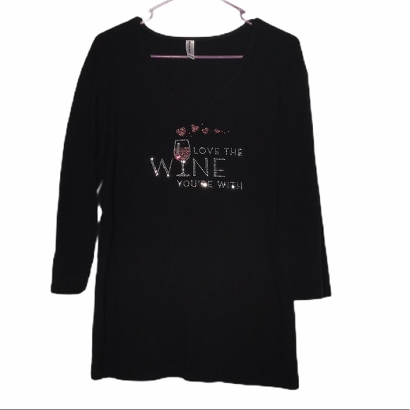 Chris’s Stuff Black Beaded Long Sleeve- Size XXL - Picture 1 of 4